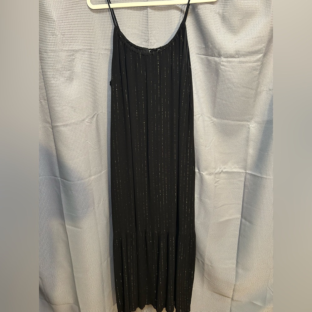 Maxi Dress with Gold Glittery Stripes